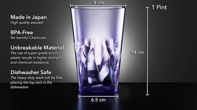 Detalle de SCANDINOVIA 1 Pint Unbreakable Tritan Drinking Glasses (Set of 6) – BPA Free, Stackable