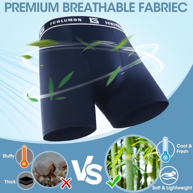 Detalle 2 de IGOLUMON Boxer uomo in bambù (confezione da 6) ultra morbidi, traspiranti e senza cuciture