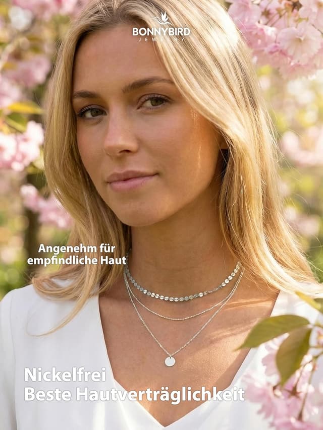 Detalle 2 de BONNYBIRD BonnyTrio Layering-Ketten-Set aus Edelstahl 316L (3 Ketten) in Silber, Gold & Roségold