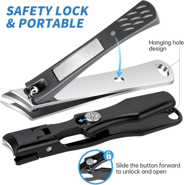 Detalle de NiHome Heavy Duty Nail Clippers for Thick, Hard Toenails (Set of 2) with Wide 16mm Opening