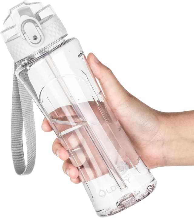 Detalle de OLDLEY 450ml (15oz) Water Bottle with Straw, Leakproof Reusable Bottle for School & Outdoor Sports (BPA Free)