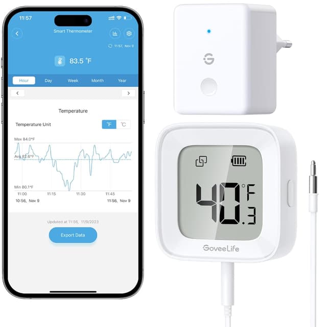 Detalle de GoveeLife WLAN Kühlschrankthermometer mit Alarm