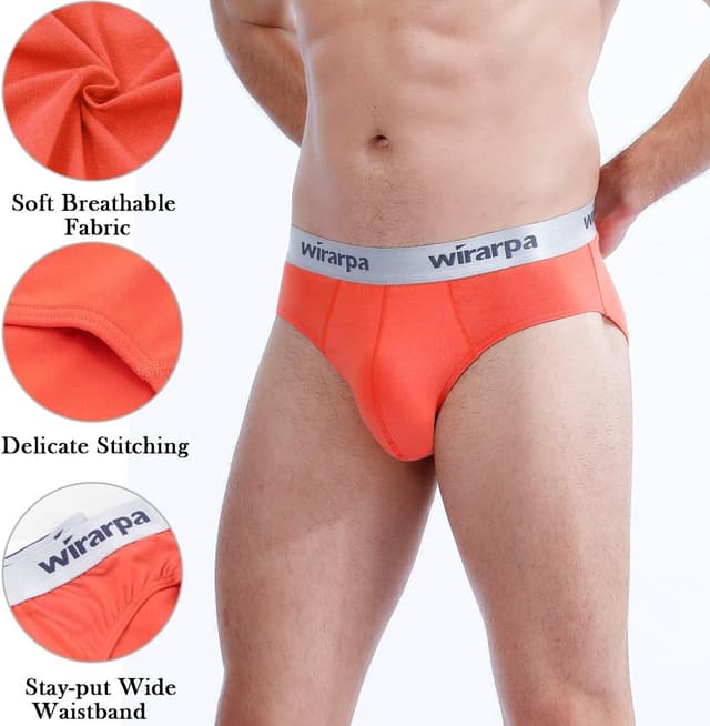 Detalle 2 de wirarpa Men’s Briefs Underpants in Cotton with Soft Wide Waistband (No Fly) – Basic Everyday Comfort