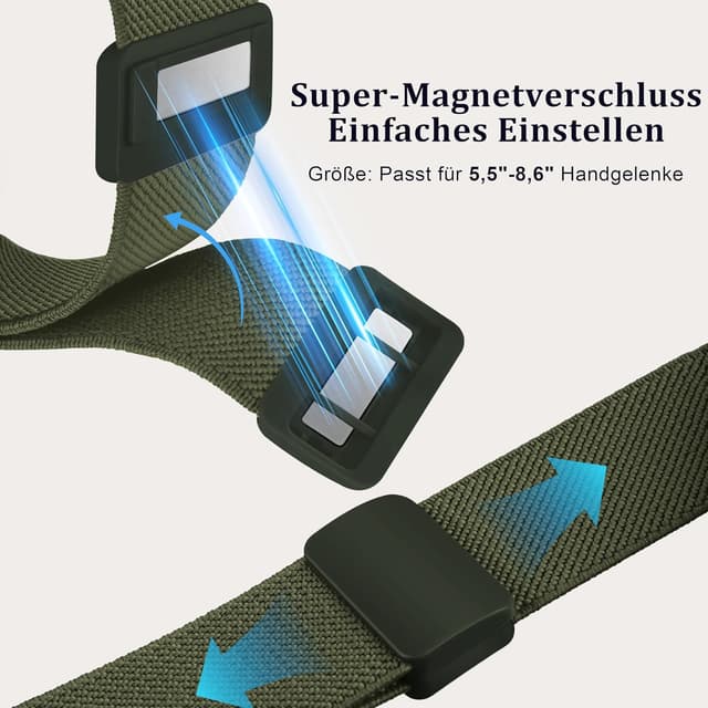 Detalle 2 de Polyjoy Ein-Klick Elastisches Armband für Samsung Galaxy Watch 7/6/5/4 (40–47 mm) mit Magnetverschluss