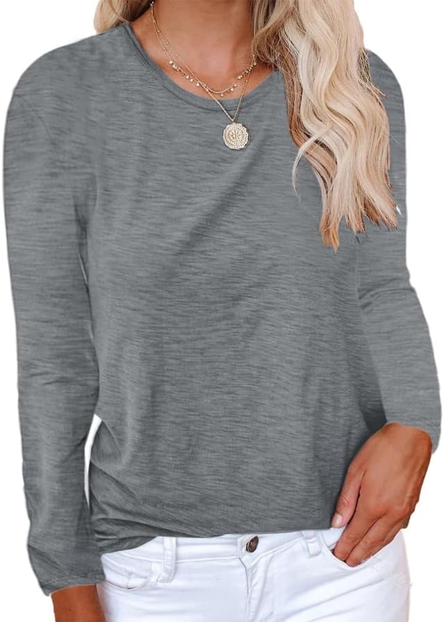 Detalle de Cicy Bell Damen T-Shirt mit Rundhalsausschnitt – kurzarm, lässig und bequem aus Baumwoll-Mix