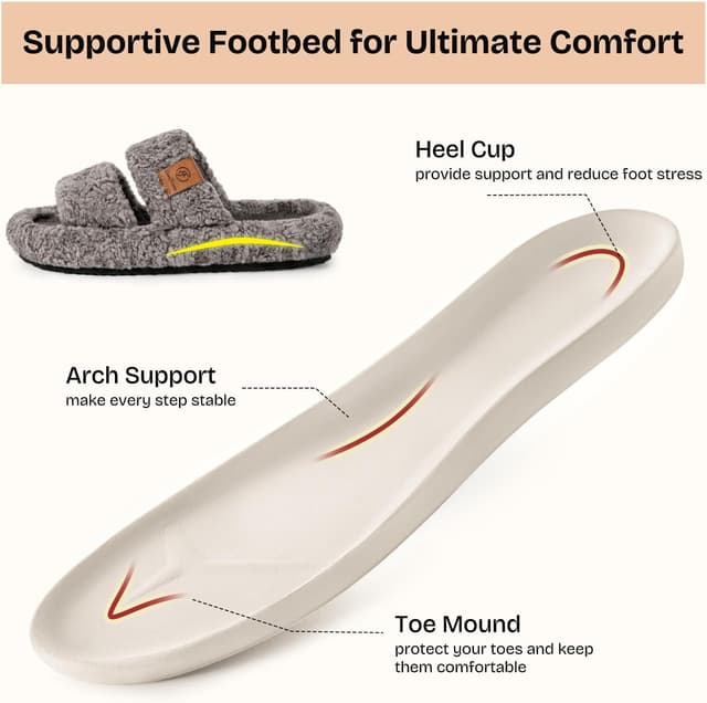 Thumbnail 3 de EverFoams Womens Fuzzy Open-toe Slippers 5-12