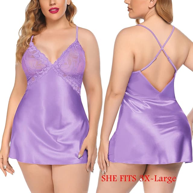 Thumbnail 4 de Avidlove Satin Babydoll Chemise 95% Polyester