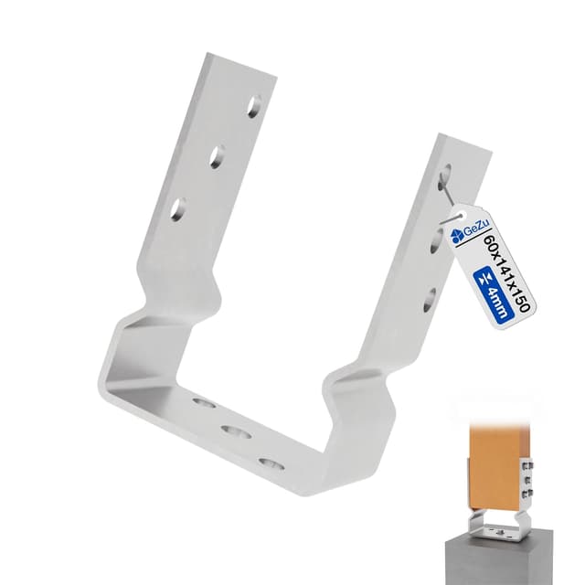 Detalle de GeZu Impex support de poteau en U galvanisé à chaud 141 x 150 mm avec striures pour platines bois