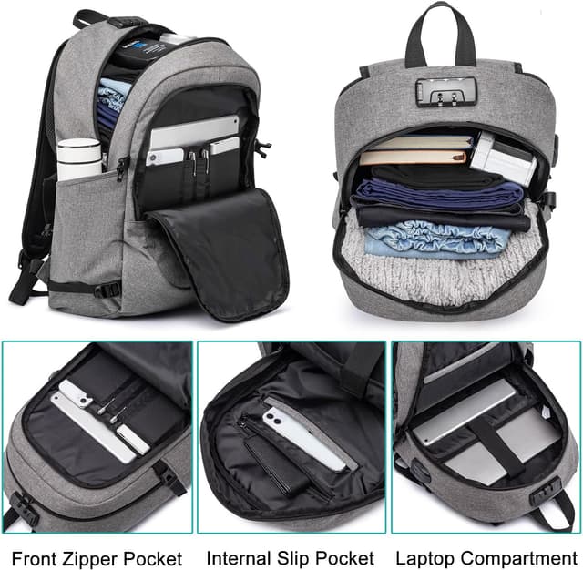 Detalle de 17.3-inch USB charging laptop backpack Grey