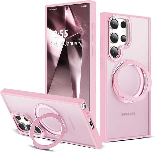 Detalle de Zalinbo Case for Samsung Galaxy S24 Ultra (6.8") with 360° Magnetic Ring Stand & Military-Grade Drop Protection