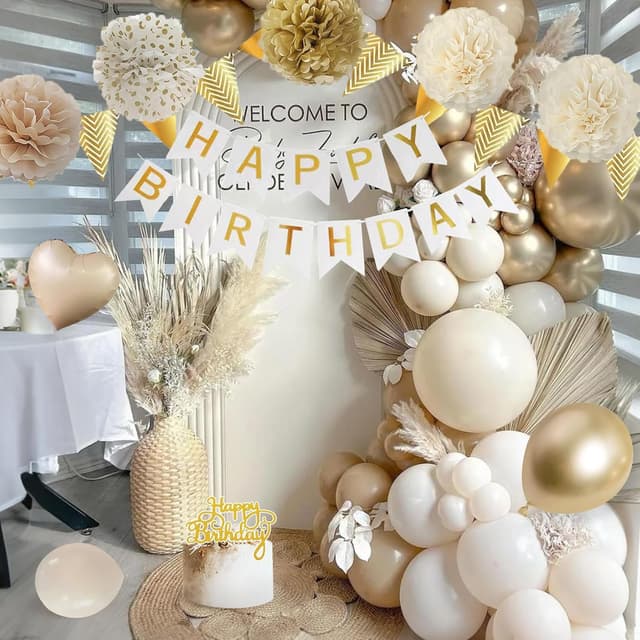 Thumbnail 5 de Geburtstagsdeko Gold Beige Weiß Set