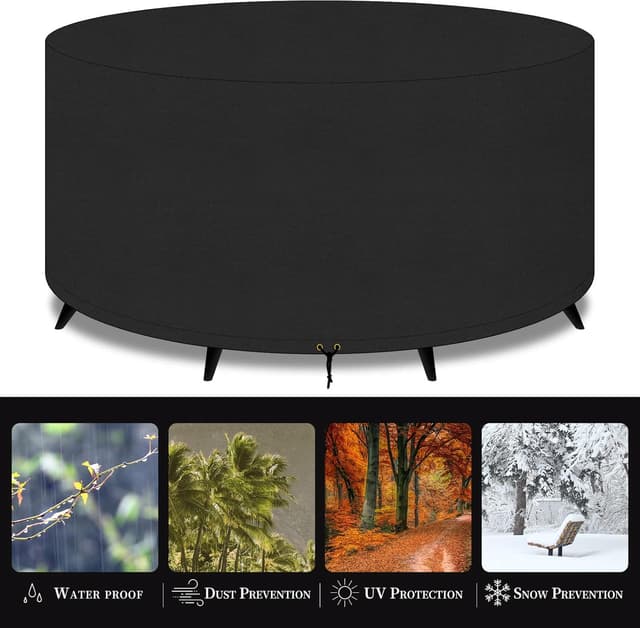 Thumbnail 6 de PATIO PLUS Large Round Garden Table Furniture Cover (420D Oxford, 300x90cm) – waterproof & windproof outdoor protection