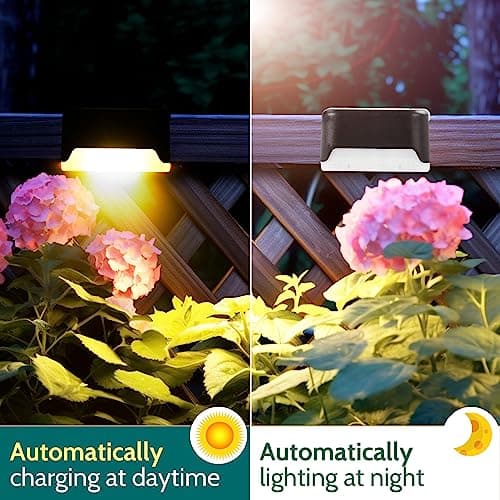 Detalle de Solpex juego de 12 luces solares para exteriores (luz blanca cálida) para escaleras y caminos, impermeable negro