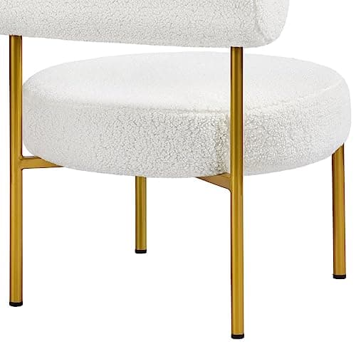 Detalle 2 de Yaheetech silla de comedor tapizada estilo relax en bouclé blanco (capacidad hasta 136 kg)