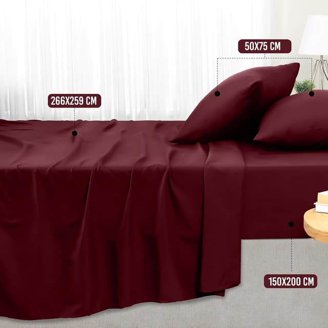 Detalle 2 de Utopia Bedding Juego de Sábanas 4 Piezas Burdeos