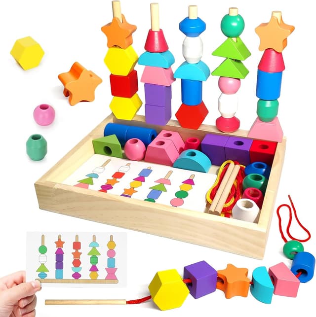 Imagen de Chithor Jeux Montessori 3 en 1 Perles et Empilage 🎲 en OfertitasTOP