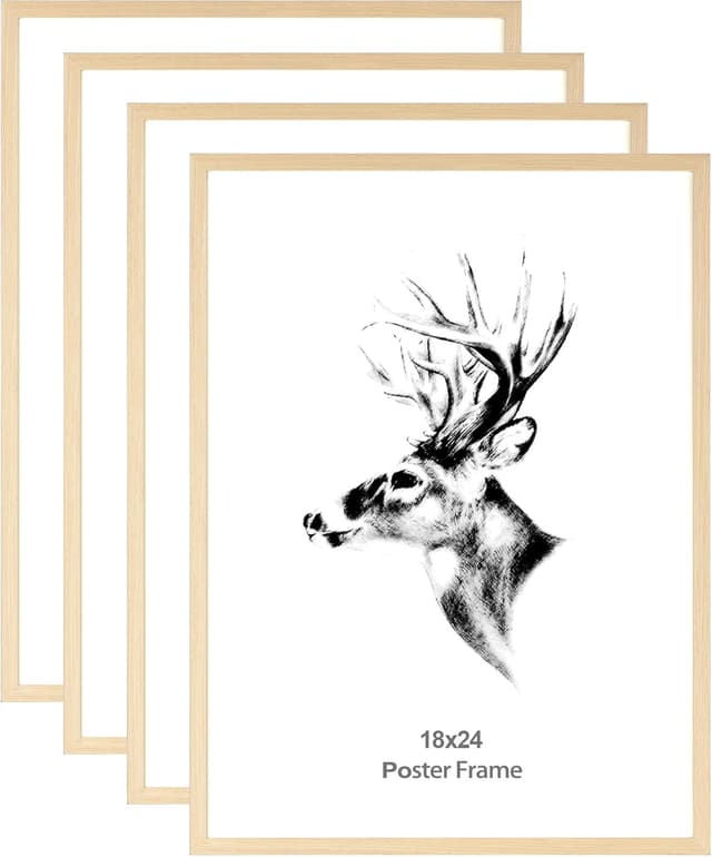 Detalle de Yaetm 18x24 Poster Frame Set of 4 (Natural Solid Oak Wood) with Plexiglass Front