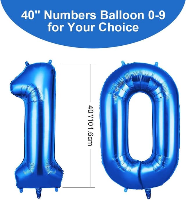 Thumbnail 1 de OFFCUP Blue Number 10 Balloons 40 Inch