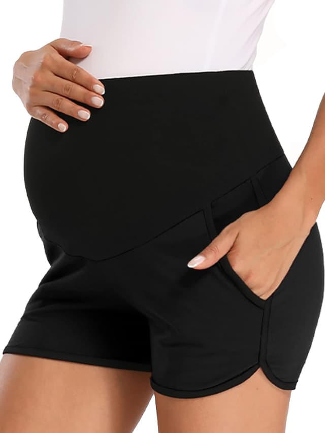 Detalle de fitglam Women’s Maternity Shorts Over Belly with Pockets (Cotton/Spandex)