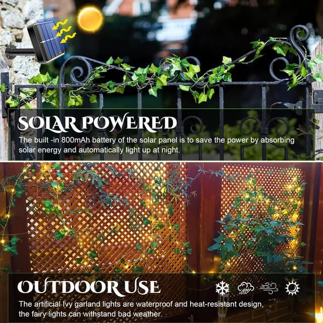 Thumbnail 1 de Lichterkette Außen Solar Efeu 6m 60 LEDs