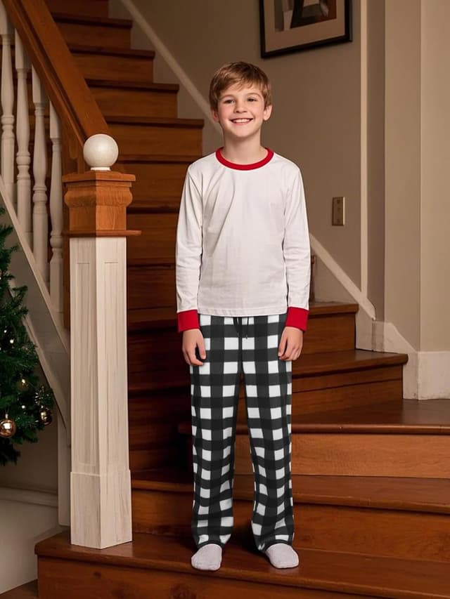 Detalle de IHU 3-Pack Boys Micro Fleece Pajama Pants (Plaid Lounge Sleepwear)