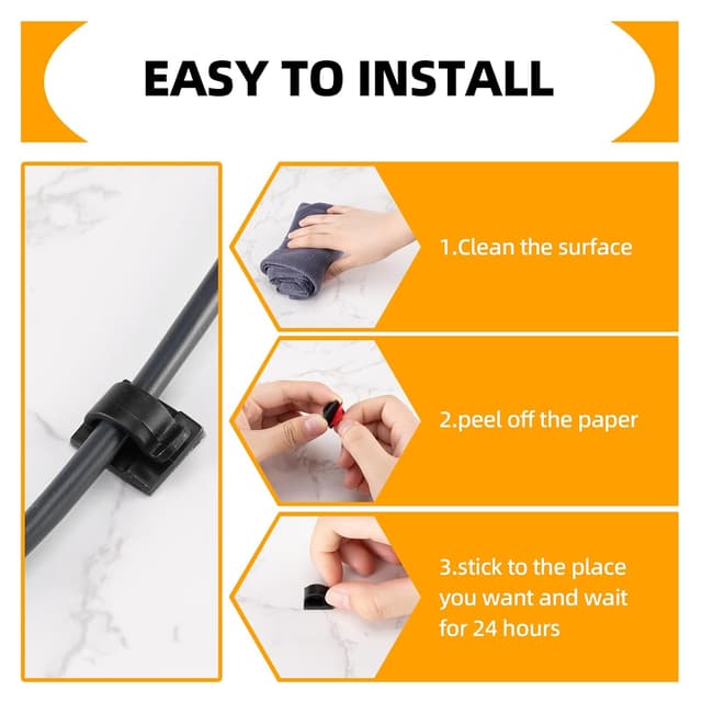 Thumbnail 5 de 60 Stück Kabelhalter Outdoor Schwarz