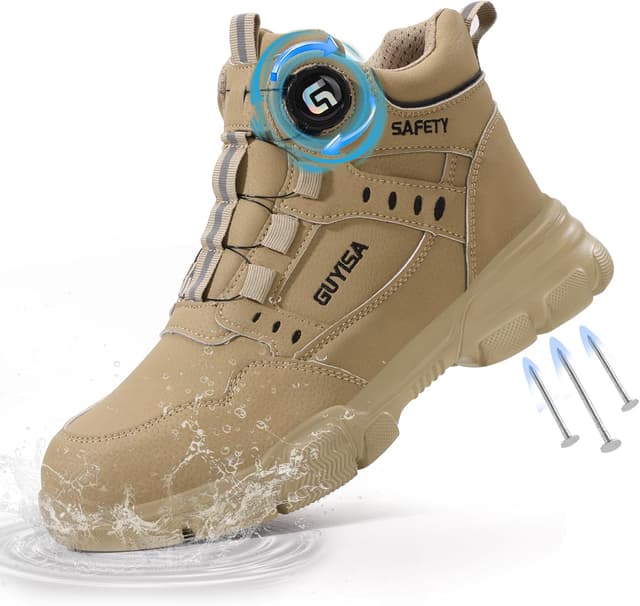 Thumbnail 6 de GUSAYEX men’s lightweight steel toe cap safety boots with puncture-resistant midsole and quick swivel buckle lacing