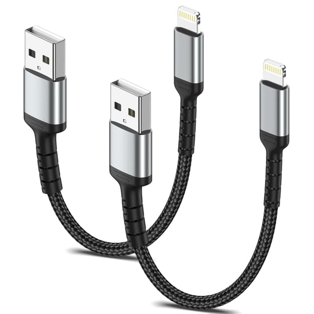Detalle de iPhone Ladekabel Kurz (15 cm, 2er-Pack) MFi Lightning – Nylon, USB-A auf Lightning