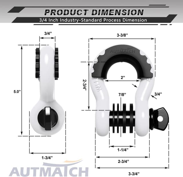 Thumbnail 2 de AUTMATCH D Ring Shackle 3/4" 10,471 lb