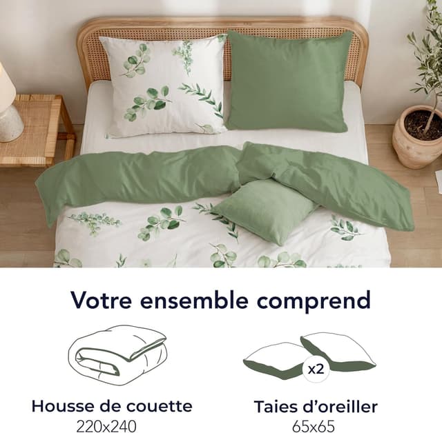 Thumbnail 4 de Dreamzie Housse de Couette 220x240 coton 2 taies 65x65