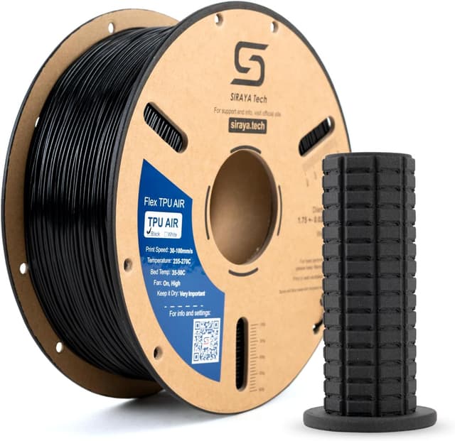 Detalle de Siraya Tech Flex TPU Air – flexibles 3D-Filament mit einstellbarer Härte (65A–82A) für leichte Wearables, Schwarz (1 kg)
