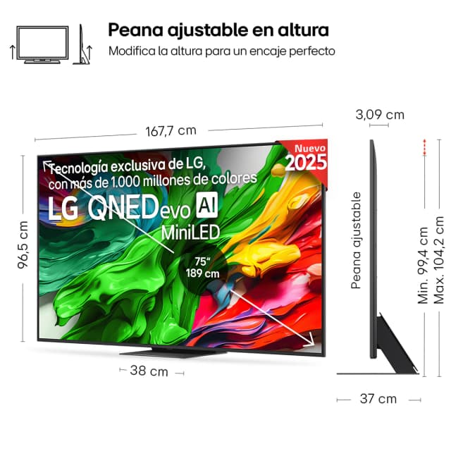 Detalle 2 de LG 75QNED86A6A TV QNED evo MiniLED 4K