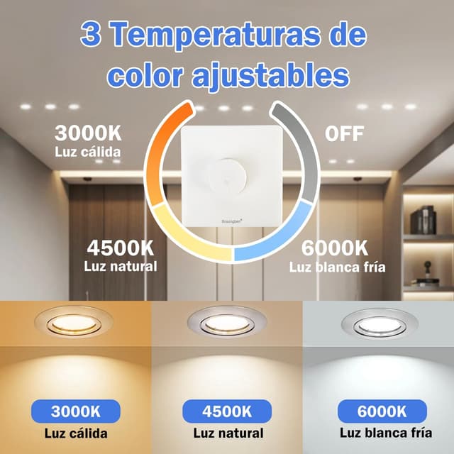 Detalle 2 de Heromind Downlight LED Empotrable 10 Pcs, Orientable y Ajustable 🌟