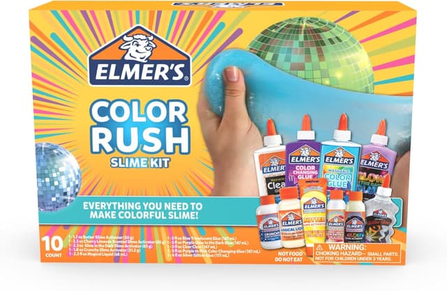 Detalle de Elmer’s Color Rush Slime Kit (10-Piece) with Liquid Glue, Activators, Color-Changing & Glow-in-the-Dark
