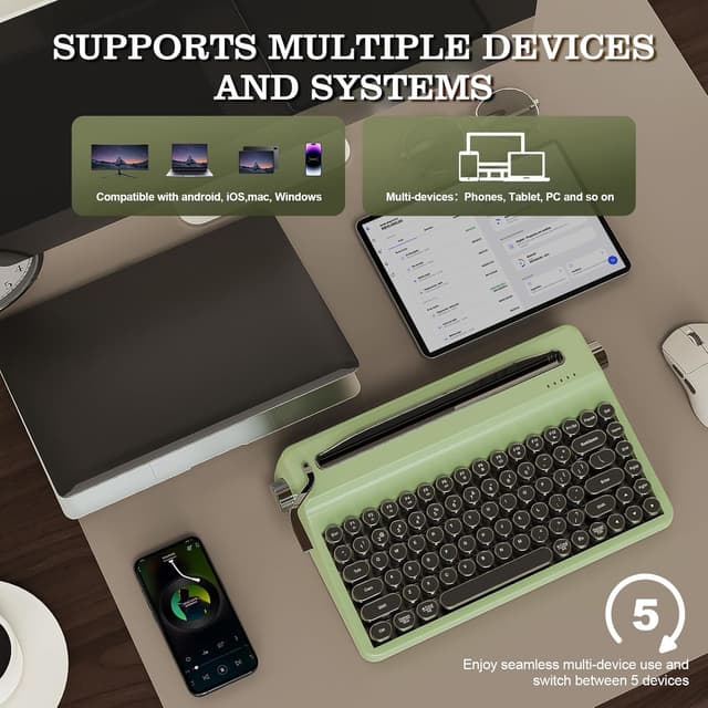 Detalle 2 de YUNZII QL75 Wireless Typewriter Hot Swap Tastatur (75%) – QMK/VIA, Tri-Mode Funk, 2,4 GHz/BT/USB‑C