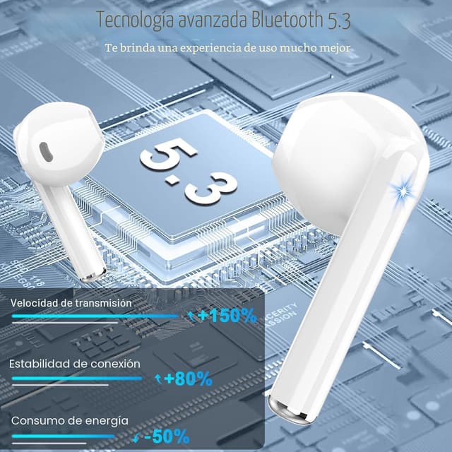 Detalle de Auriculares Bluetooth 5.3 HiFi 40H blanco