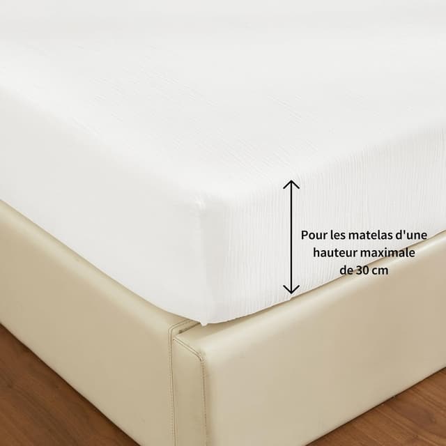 Detalle de YASMENG drap-housse 140x190 en gaze de coton blanc, bonnet 30 cm