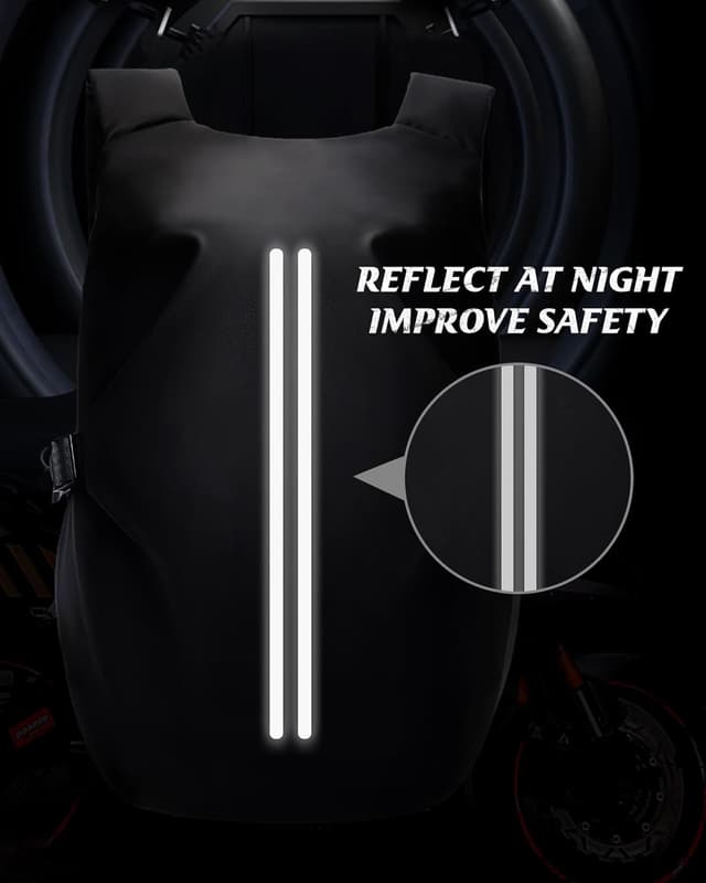 Detalle de HYC00 Large Motorcycle Helmet Backpack (Waterproof, Reflective) – Black