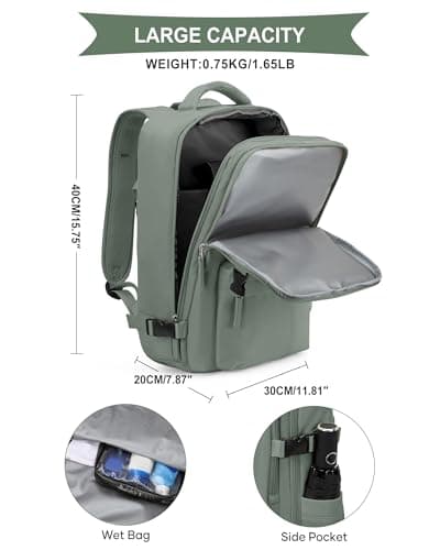 Detalle de SZLX Mochila de viaje cabina 40x20x25 (Ryanair) impermeable con compartimento antirrobo y “bolsa húmeda”