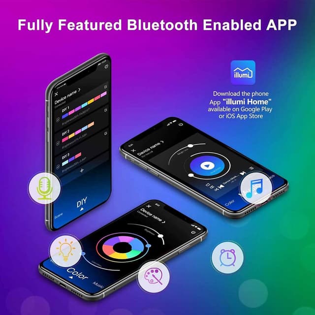 Detalle 2 de Mexllex 30M LED Strip Lights with Music Sync, App & Remote (RGB, Built-in Mic)