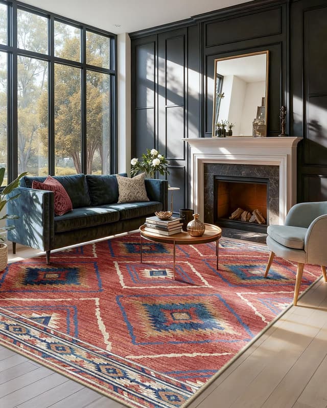 Detalle de DEFYNEE Moroccan Washable Area Rug