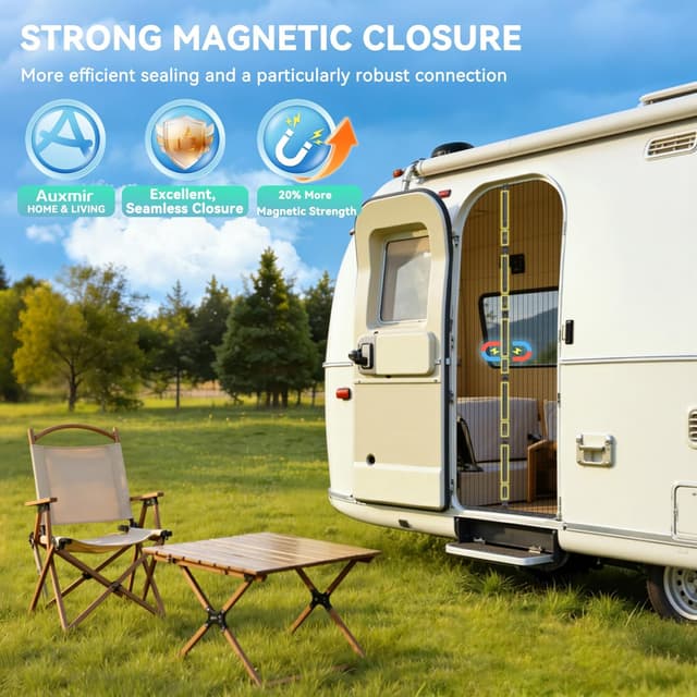 Detalle de Auxmir moustiquaire magnétique pour porte-fenêtre 140x240 cm, fermeture automatique sans perçage