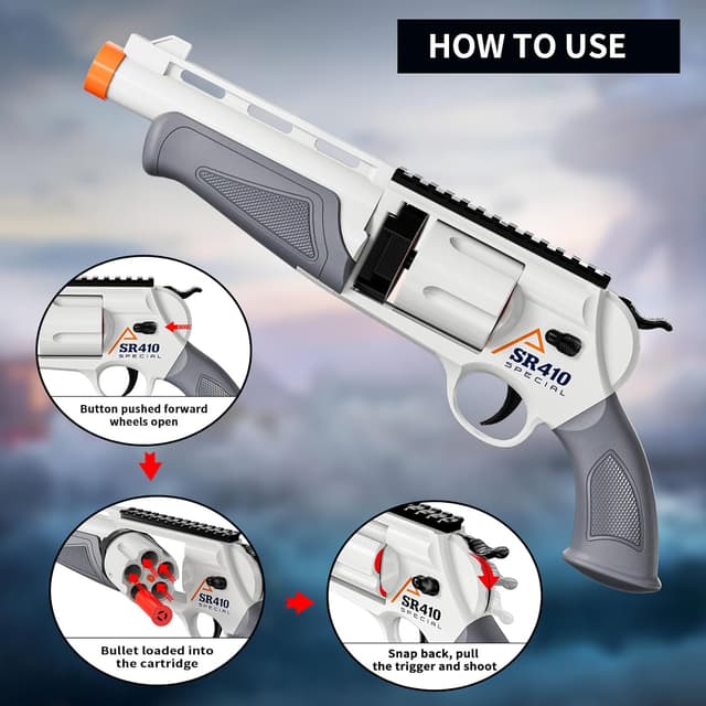 Detalle de Grizzly Toy Guns for Boys Shotgun Foam Blaster (Enhanced Revolver) — Soft Bullet Blaster for Kids 8+