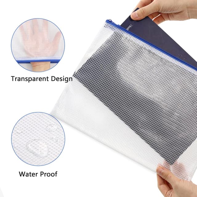 Detalle de Newthinking 28er Set Dokumententaschen mit Reißverschluss – wasserdicht, in 7 Größen