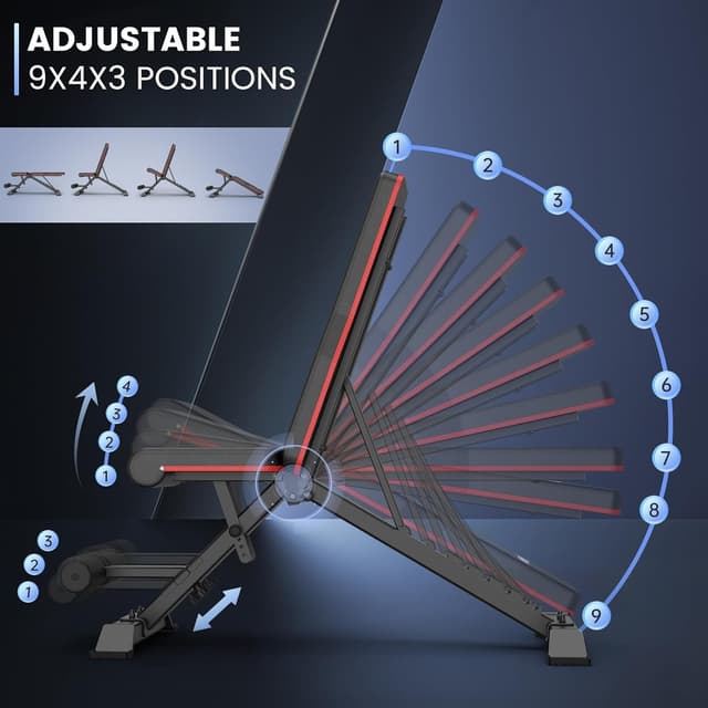 Detalle de PASYOU PA400 Adjustable Weight Bench Press Foldable Workout Bench (Flat, Incline/Decline)