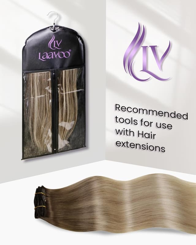 Detalle 2 de LaaVoo Clip-in Hair Extensions (Real Human Hair) — Blonde Ombre, 5pcs/80g, 18-inch