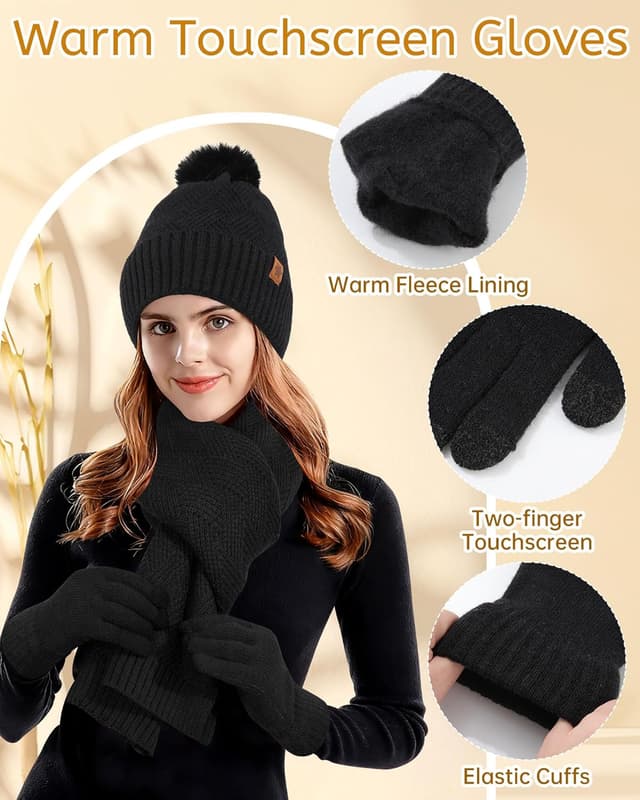 Detalle de Ensemble bonnet écharpe gants hiver Coubeau