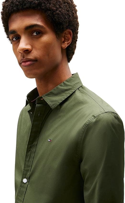 Detalle de Tommy Jeans Camisa hombre XS Verde 70% algodón