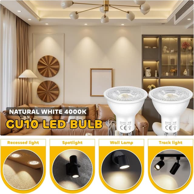 Detalle 2 de Bombillas LED GU10 Spot 5W 4000K 500 lm pack 10