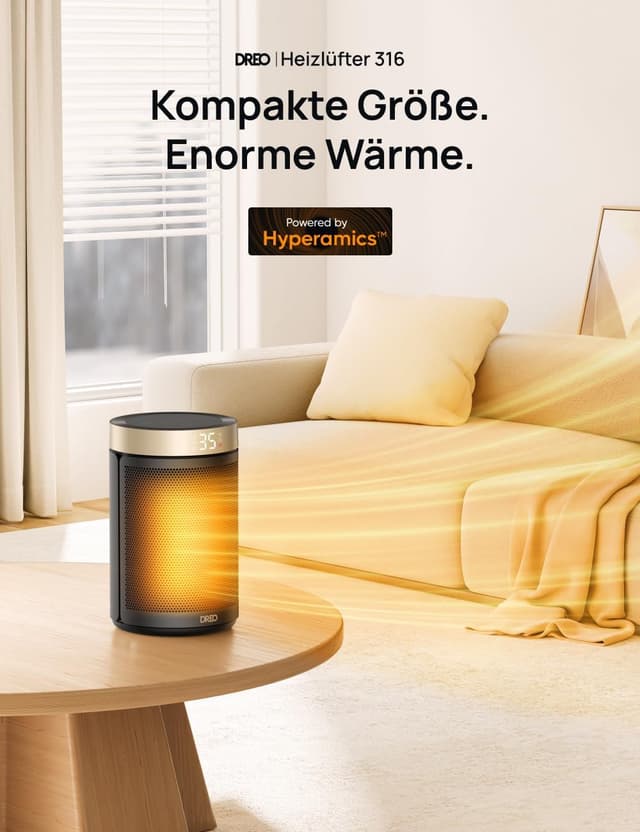 Detalle de Dreo Heater 316 1500W Heizlüfter mit Thermostat